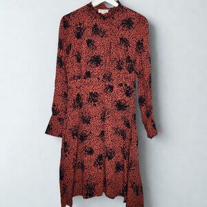 See U Soon Rust & Black Printed Long Sleeve Dress Size L